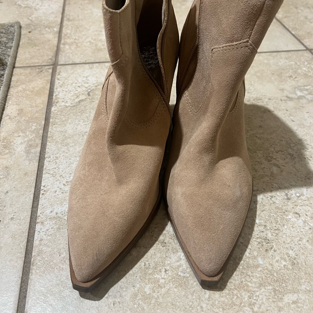 Vince Camuto Tan Ankle Booties with Suede Finish